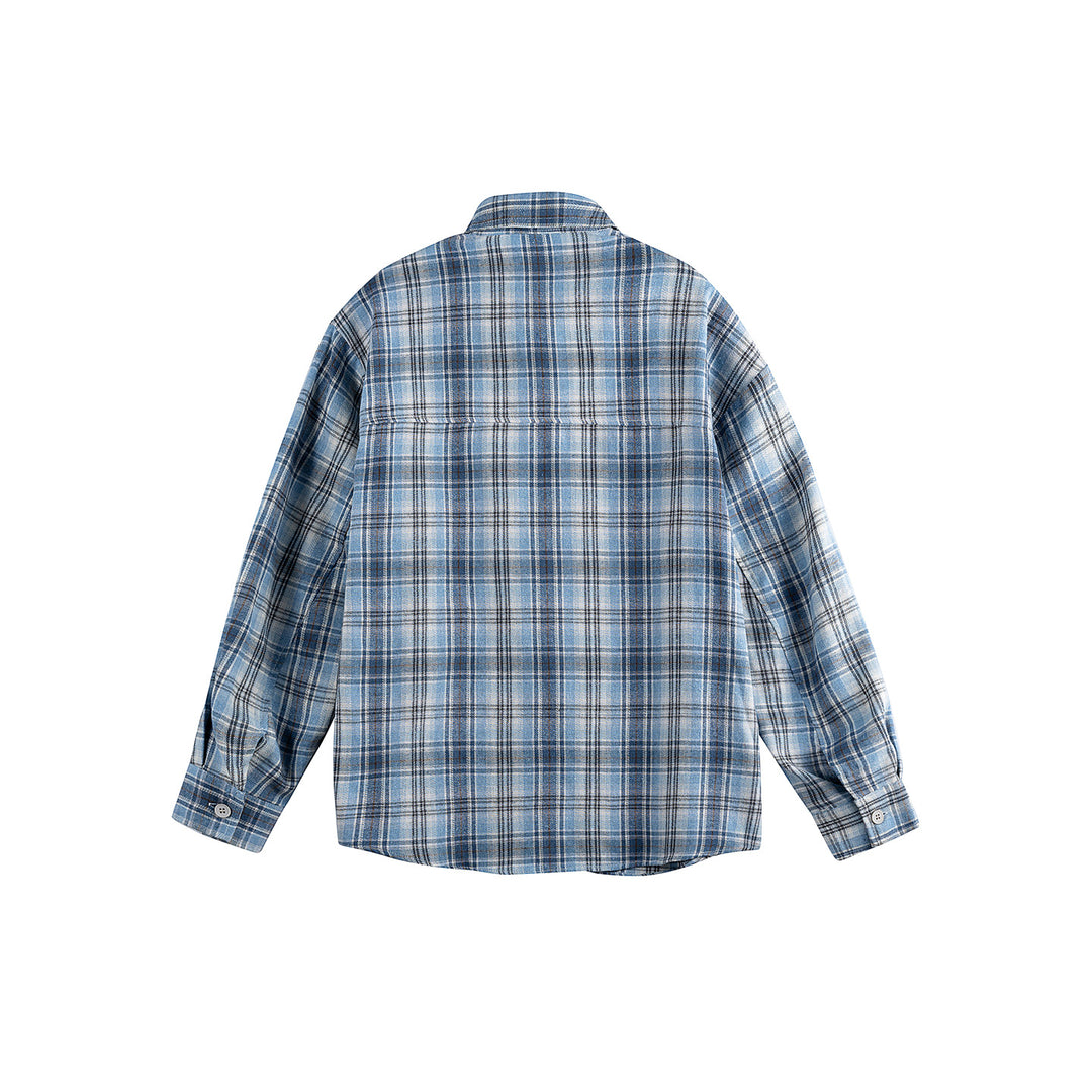 Unisex Loose Flannel Buttondown in Overshirt Cut with Rounded Hem Mune Fashion
