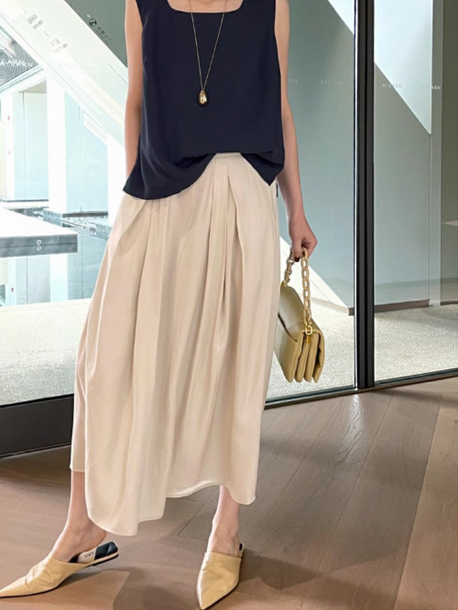 Ladies Elegant Midi Skirt with Flattering Pleats Mune Fashion