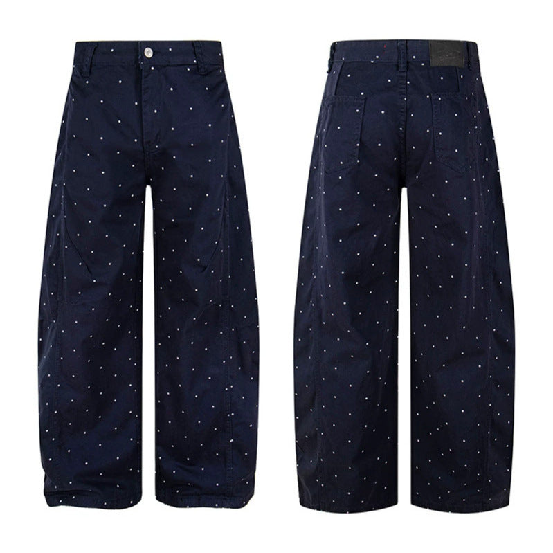 Women's High-Waist Palazzo Pants in Culotte Style with Wide Leg and Subtle Dot Pattern Mune Fashion