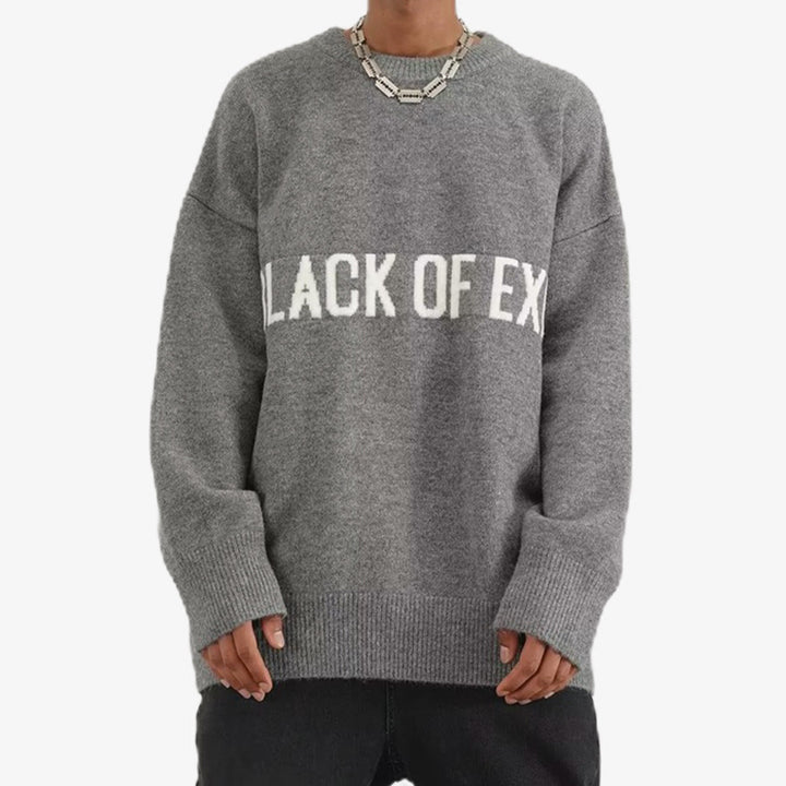Women's Comfortable Round Neck Sweater with Expressive Writing Mune Fashion