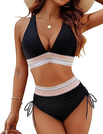 Women High-Waisted Bikini Set with Adjustable Straps and Elegant Details Mune Fashion