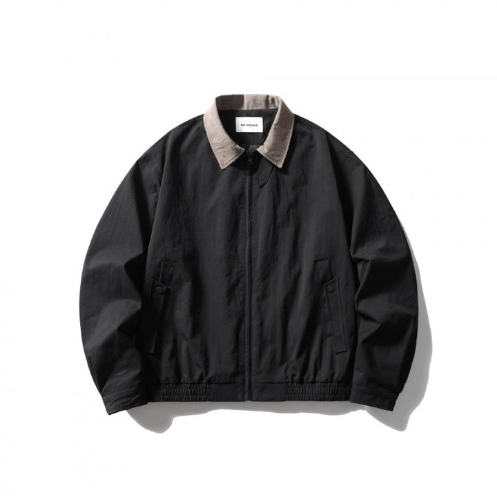 Men's Lightweight Harrington Jacket with Cord Collar and Elastic Hem Mune Fashion