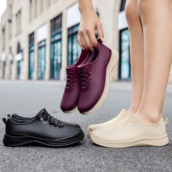 Men's Waterproof Slip-On Rubber Sneaker with Shock Absorbing Sole and Subtle Lace Look Mune Fashion