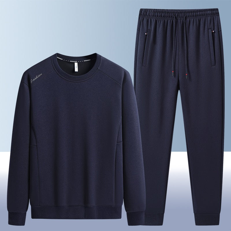 Men's Comfortable Microfleece Training Set with Round Neck Sweatshirt & Tapered Jogging Pants Mune Fashion