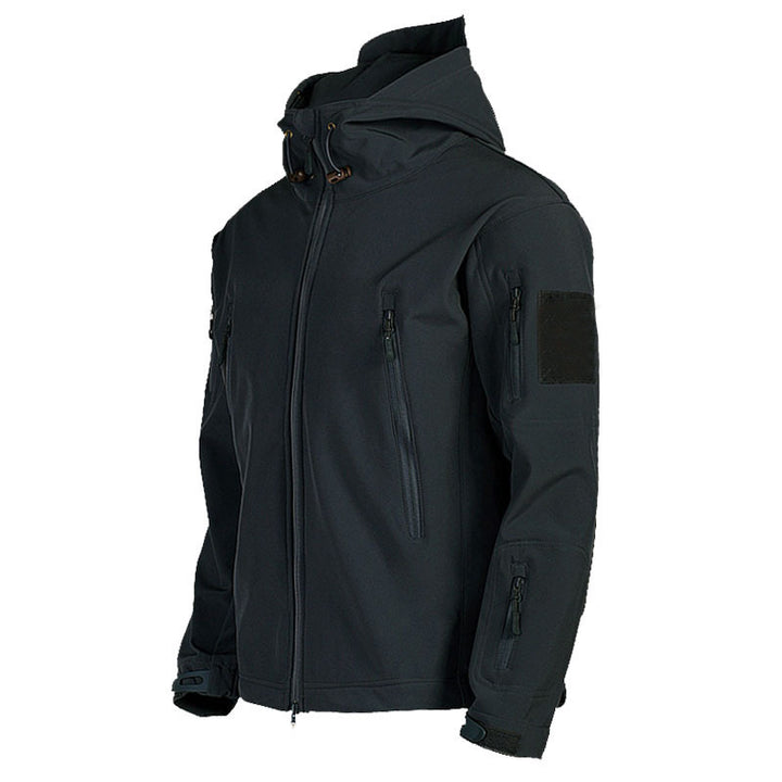 Men's Tactical Softshell Jacket with Hood, Camouflage Pattern and Multiple Zipper Pockets Mune Fashion