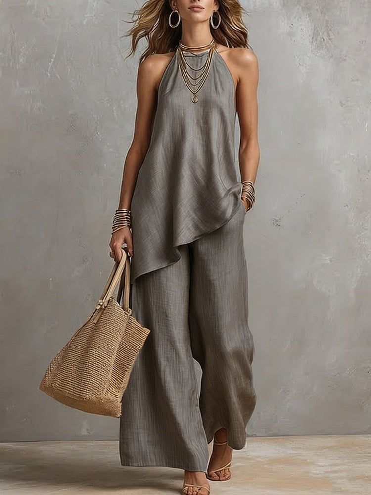Women airy jumpsuit with asymmetrical cut Mune Fashion