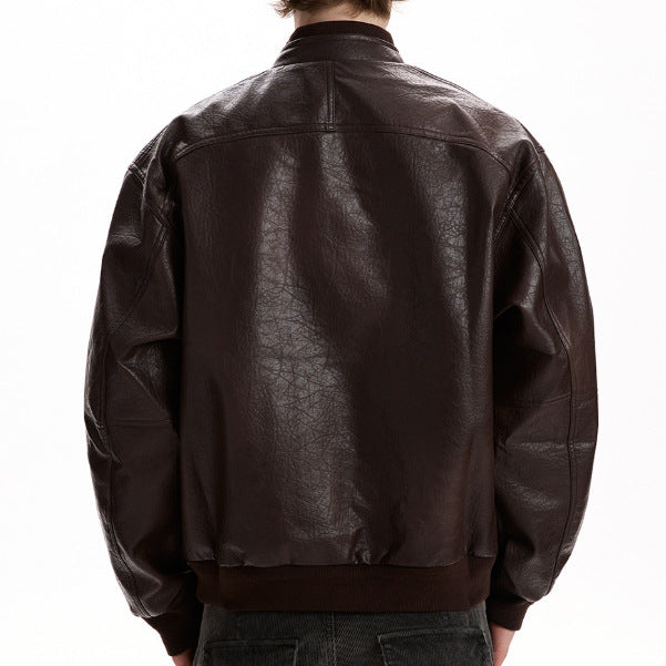 Men's Oversized Faux Leather Jacket in Worker Look with Flap Pockets Mune Fashion