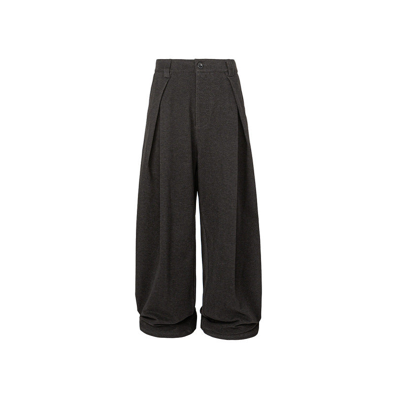 Women's Wide Palazzo Pants with High Waist, Pleats and Turned Hem Mune Fashion