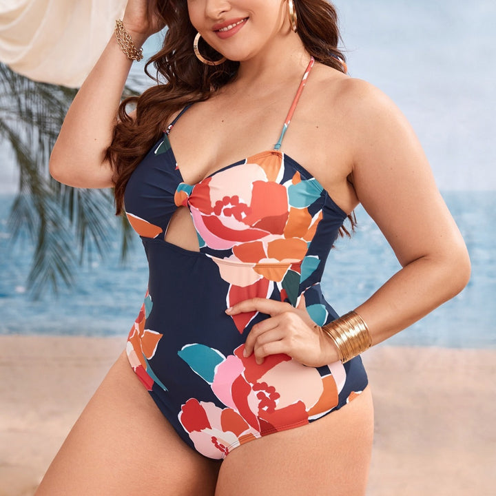 Women One-Piece Swimsuit with Floral Cut-Out Design Mune Fashion