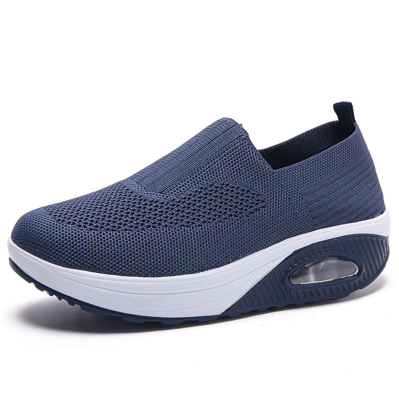 Women's elastic knit slippers with ergonomic wedge sole and visible air cushion capsule Mune Fashion