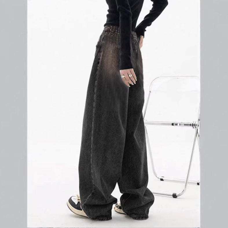 Ladies Extra Wide High-Waist Denim Baggy Jeans with Extended Hem Mune Fashion