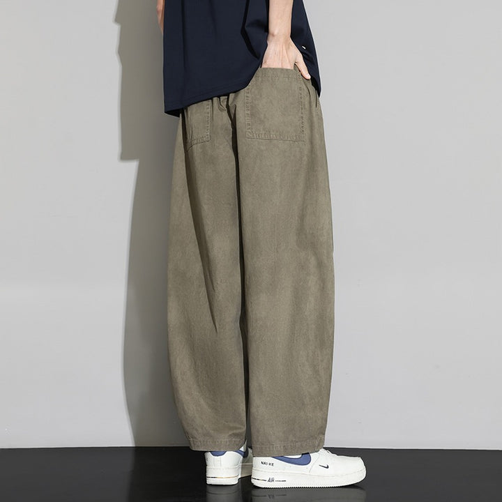 Men's Loose Baggy Casual Pants with Drawstring Waist & Cord Drawstring Mune Fashion