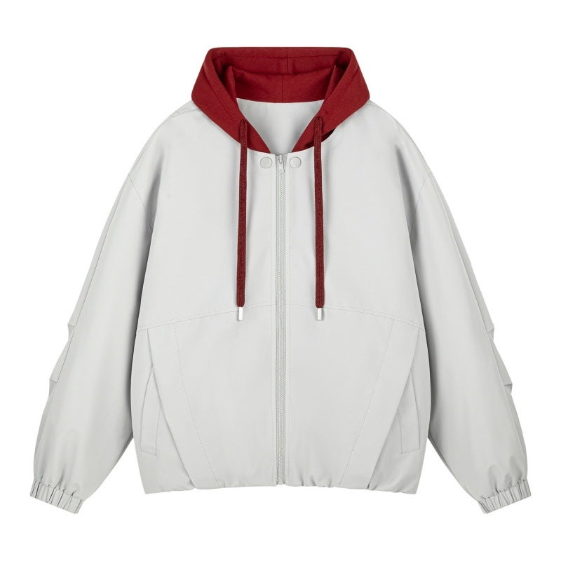 Unisex Oversize Hooded Zip Jacket with Contrasting Hood Lining and Elastic Hem Mune Fashion
