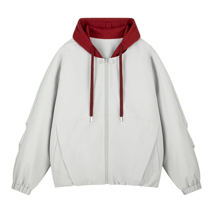Unisex Oversize Hooded Zip Jacket with Contrasting Hood Lining and Elastic Hem Mune Fashion
