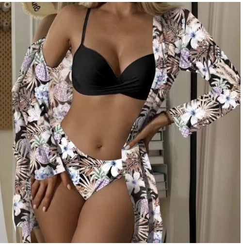 Women's Two-Piece Bikini Set with Floral Wrap Mune Fashion