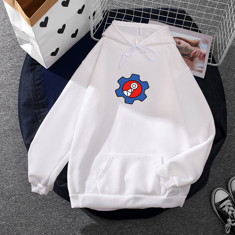 Women's oversized fleece hoodie with soft interior, kangaroo pocket and applied gear comic motif Mune Fashion