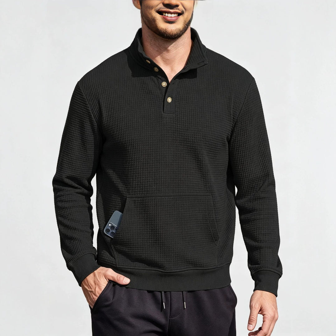 Men's Fashion Sports Sweater with Button Placket