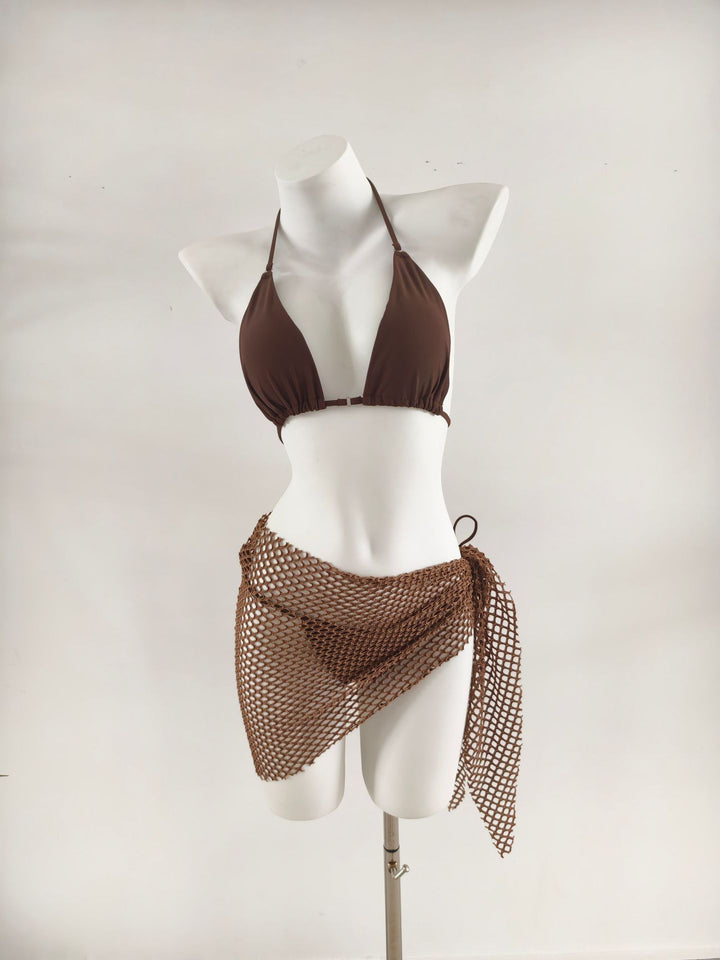 Ladies triangle bikini with trendy net skirt details Mune Fashion