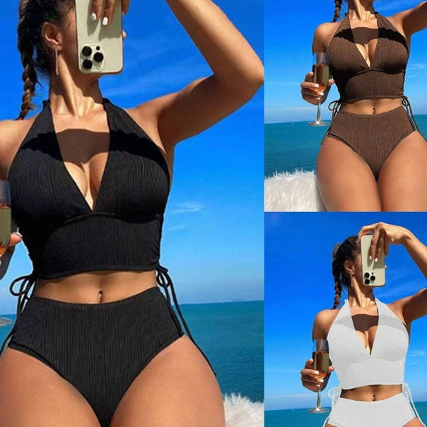 Women High-Waisted Bikini Set with Adjustable Straps and Elegant Cut Mune Fashion