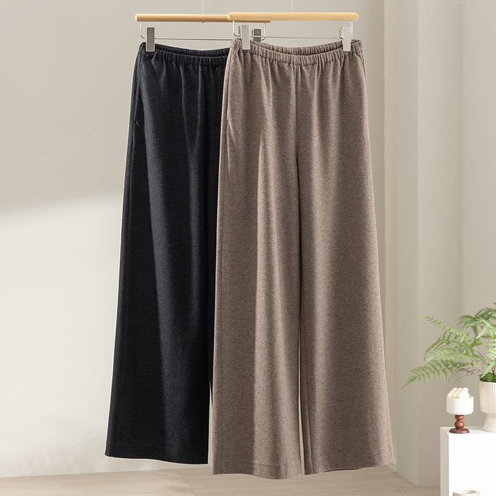 Women's Wide Fine Knit Lounge Pants with Elastic Waist Mune Fashion