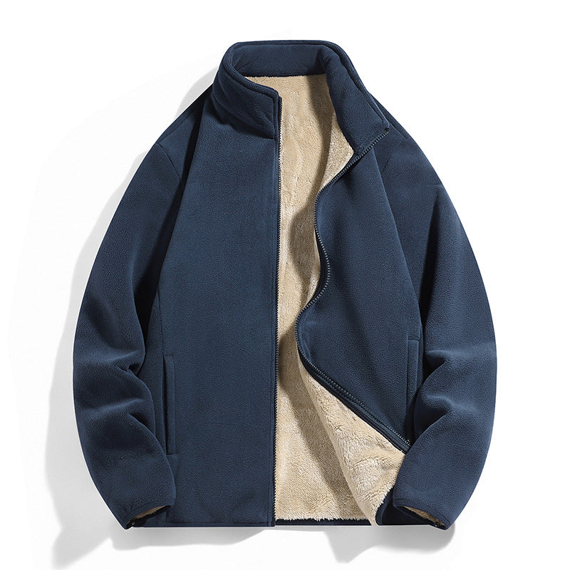 Men's thermal fleece jacket with soft Sherpa lining and stand-up collar Mune Fashion
