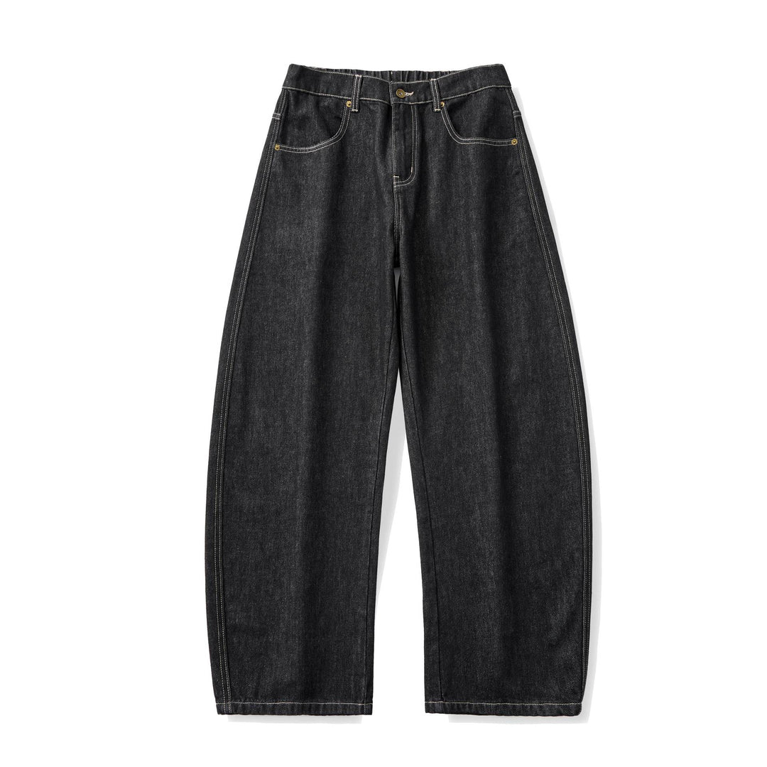 Women's wide high-waisted cropped jeans made from raw denim with classic pocket design Mune Fashion