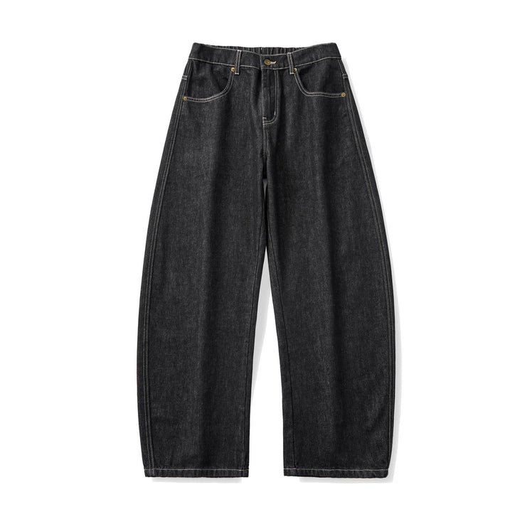Women's wide high-waisted cropped jeans made from raw denim with classic pocket design Mune Fashion