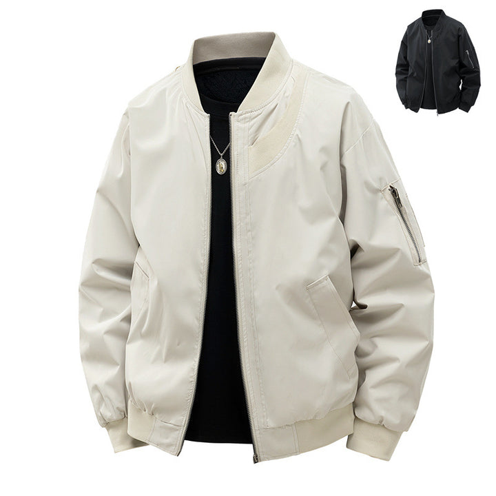 Men's Lightweight Bomber Jacket in Minimalist Utility Look with Arm Pocket & Ribbed Cuffs Mune Fashion