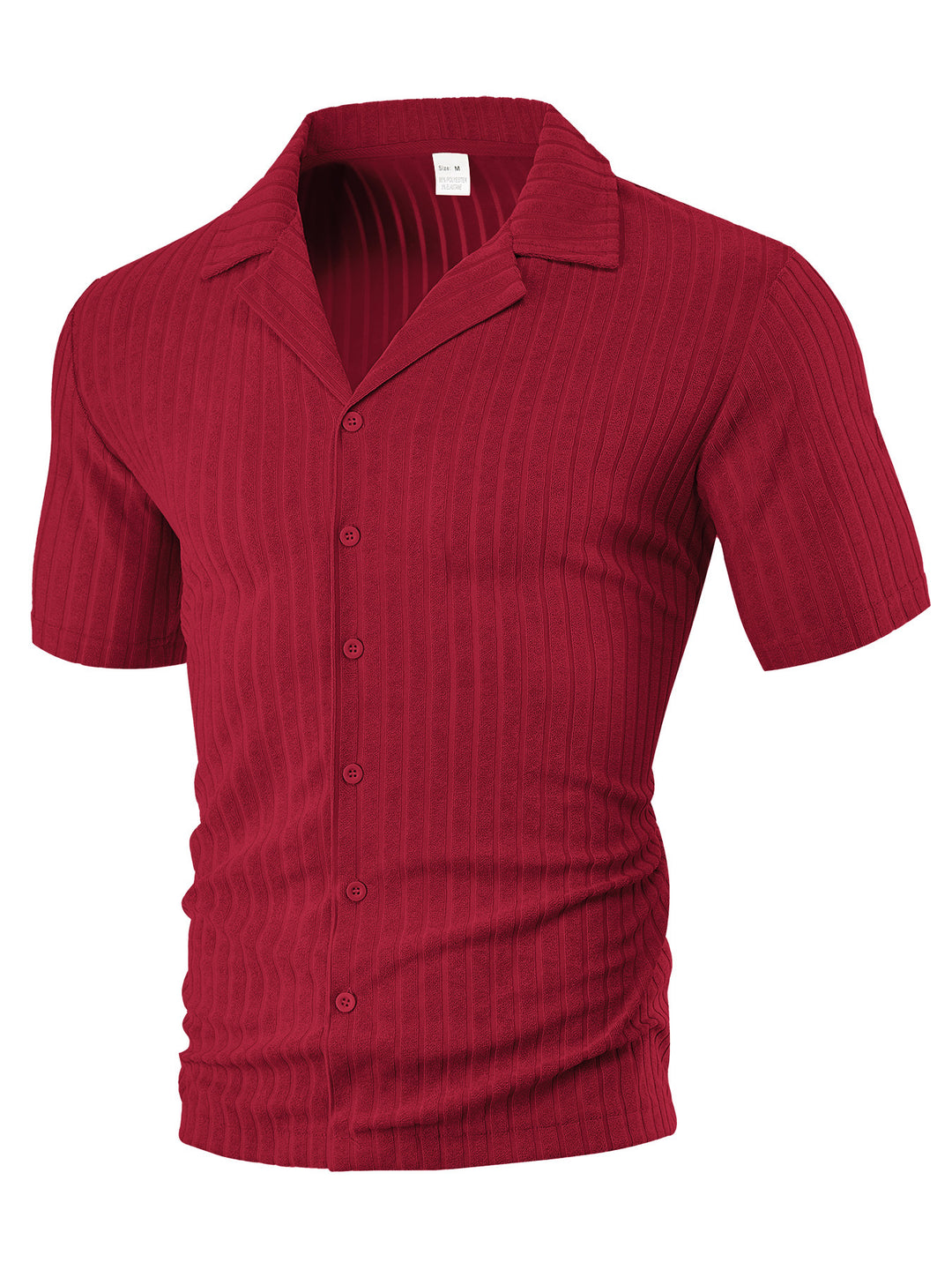 Men's fine ribbed short-sleeve knitted shirt with notch collar and full-button placket Mune Fashion