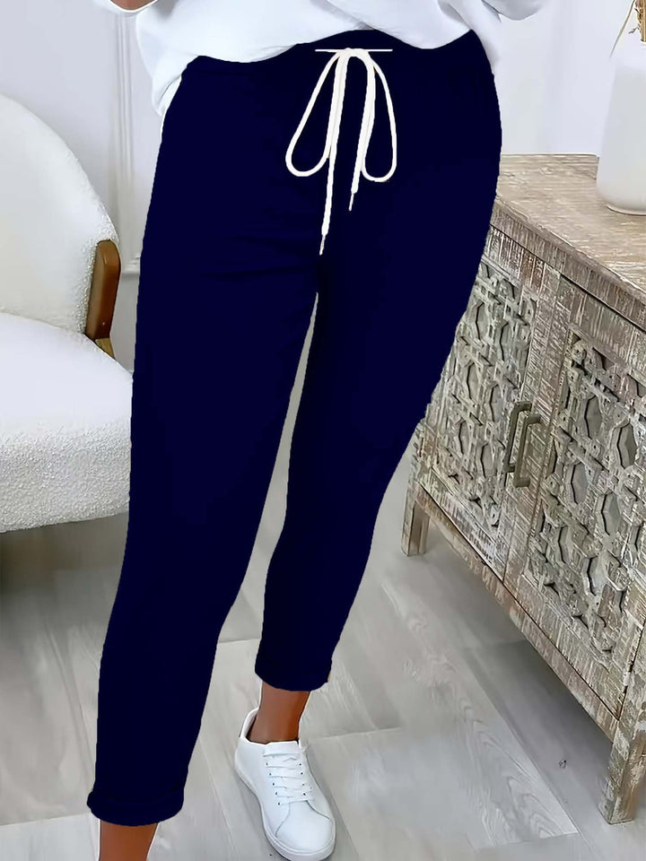 Women's Slim-Fit Jogging Pants with Drawstring and Cuff Mune Fashion