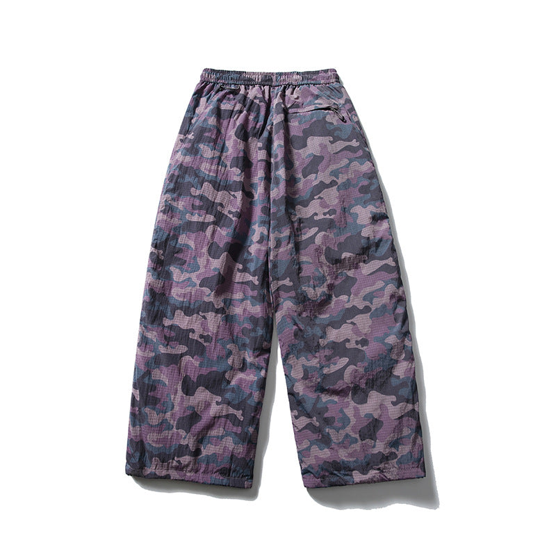 Men's loose-fitting ripstop leisure pants with camouflage pattern and elastic drawstring waistband Mune Fashion