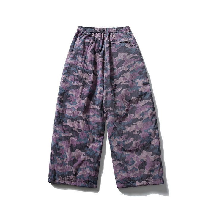 Men's loose-fitting ripstop leisure pants with camouflage pattern and elastic drawstring waistband Mune Fashion