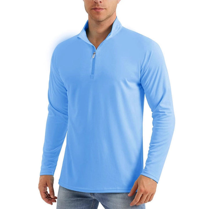 Men's Sporty Long Sleeve Hoodie with Half Zipper
