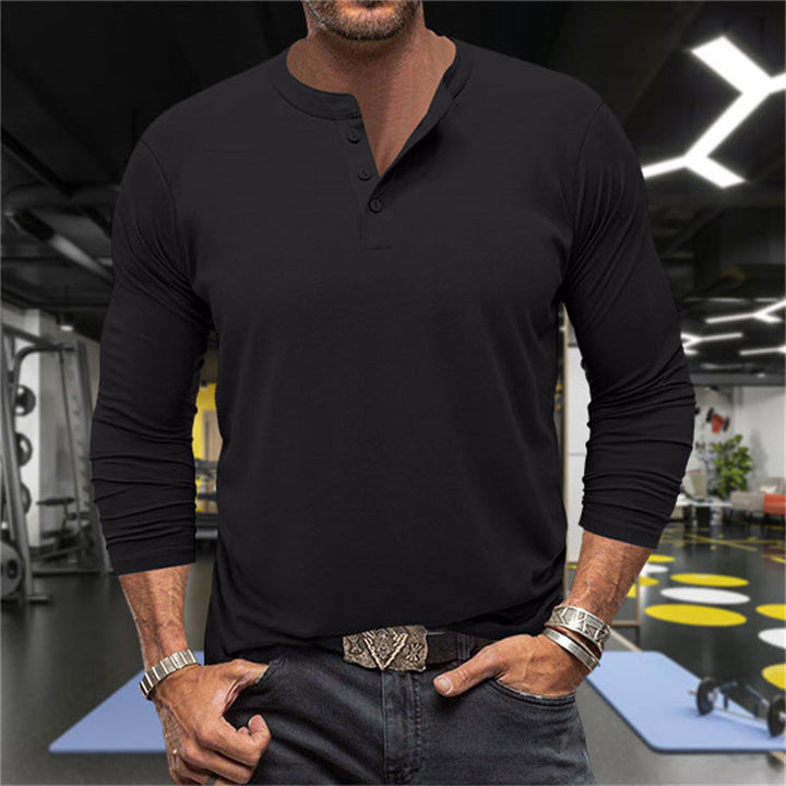 Men's Long Sleeve Henley Shirt made of breathable cotton blend Mune Fashion