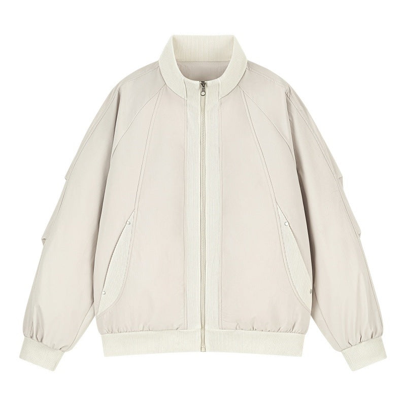 Women's Oversize Bomber Jacket with Raglan Sleeves, Stand Collar and Slip Pockets Mune Fashion