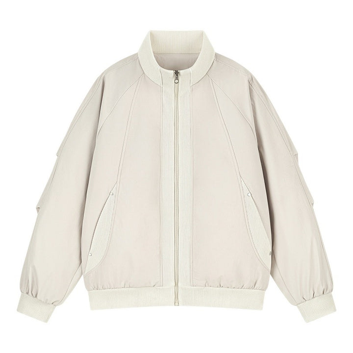 Women's Oversize Bomber Jacket with Raglan Sleeves, Stand Collar and Slip Pockets Mune Fashion