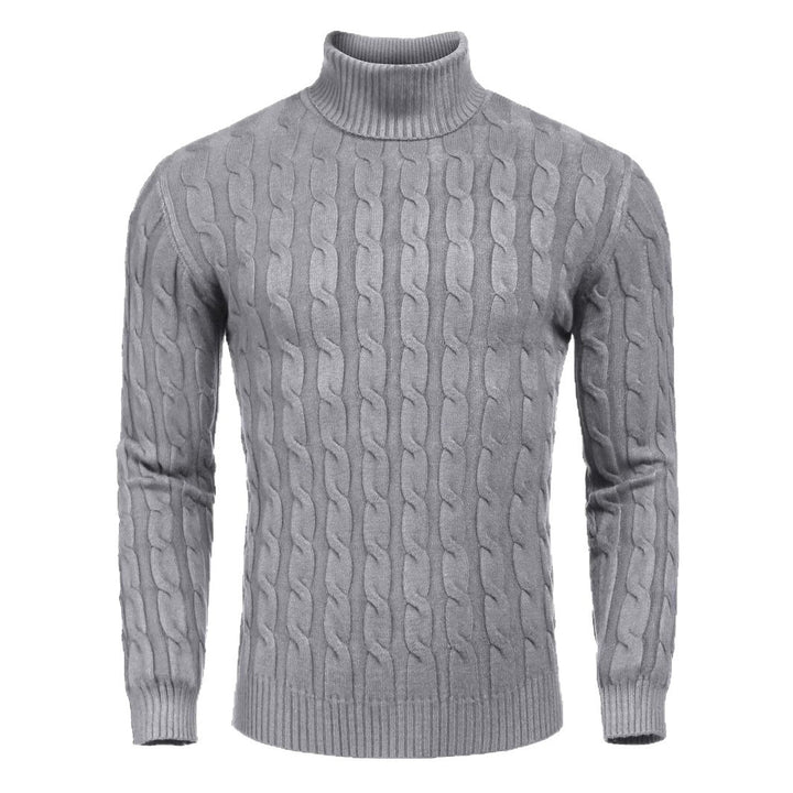 Men's fine knit sweater with high collar