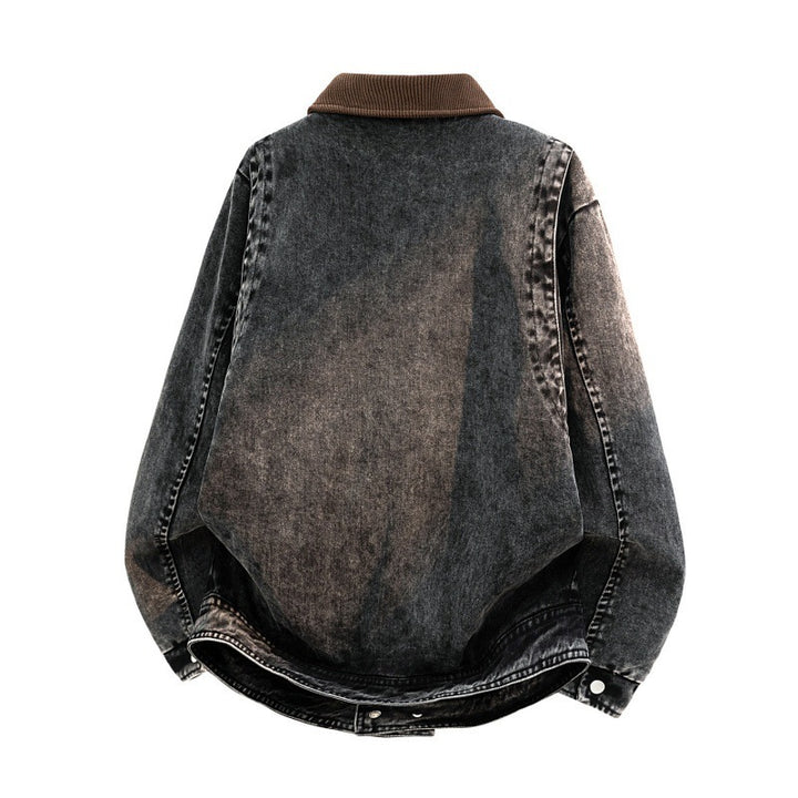 Men's Casual Denim Jacket with Cord Collar Mune Fashion