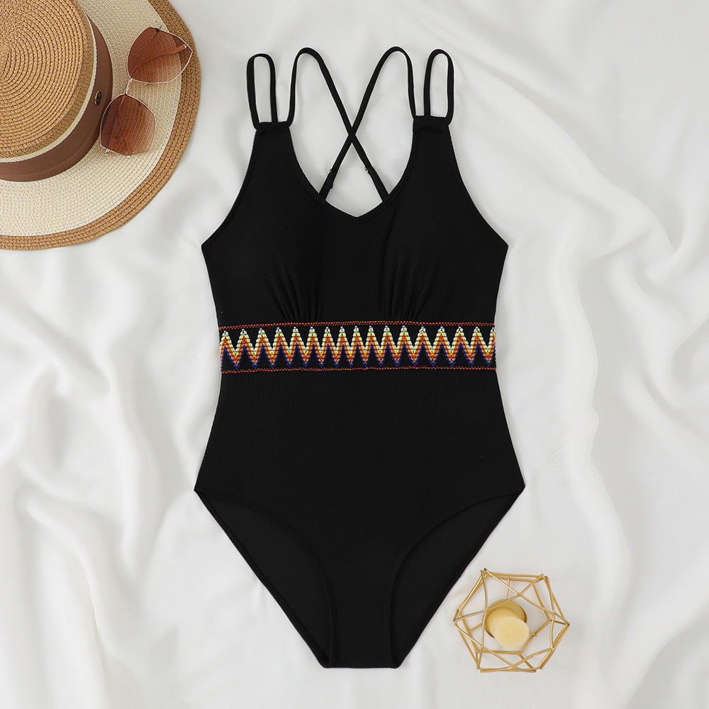 Ladies one-piece swimsuit with decorative fabric Mune Fashion