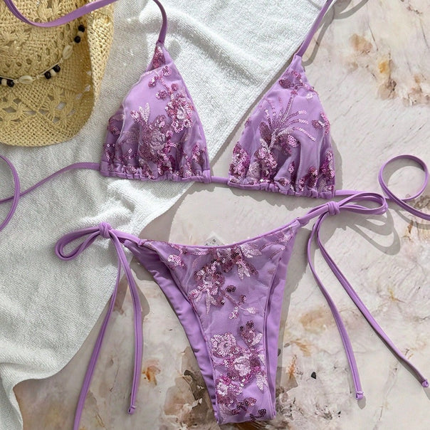 Women's Glamorous Triangle Bikini with Glitter Elements Mune Fashion