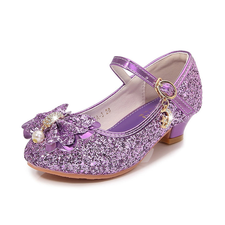 Girls Glittering Ballet Flats with Bow Applique Mune Fashion