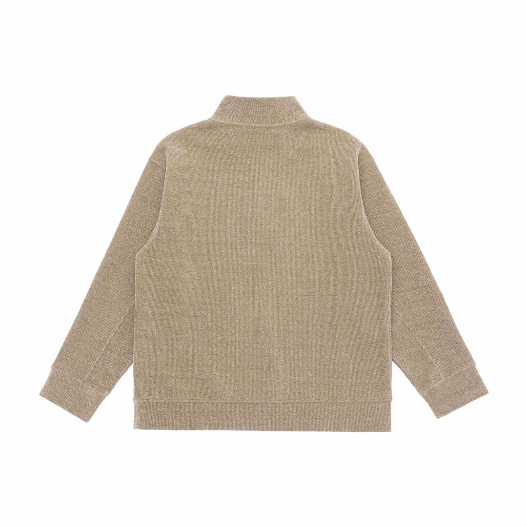 Unisex Fine Structure Half-Zip Sweater with Stand Collar and Checked Button Placket Mune Fashion