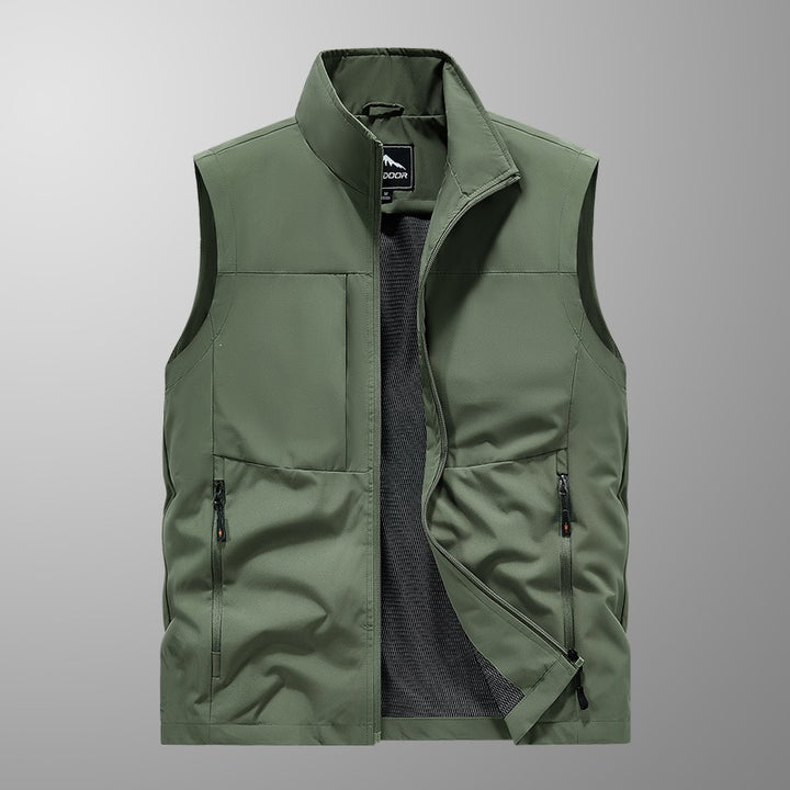 Men's utility vest with multi pockets, stand-up collar & breathable mesh lining Mune Fashion