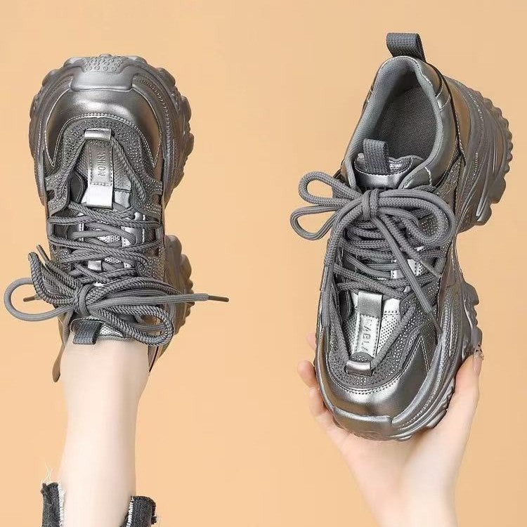 Women's Sporty Chunky Sneakers with Glitter Elements and Reinforced Sole Mune Fashion
