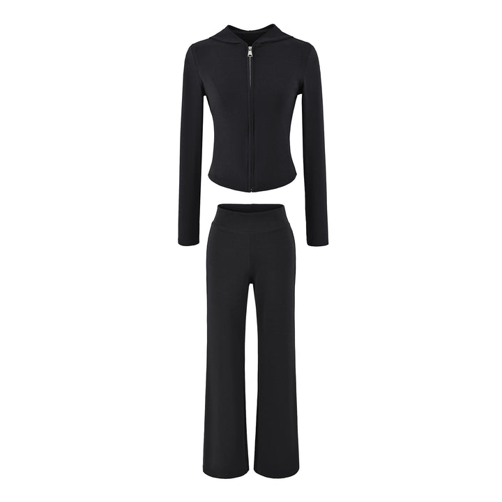 Women Two-Piece Lounge Set with Tailored Zip Hoodie and High-Waist Bootcut Pants Mune Fashion