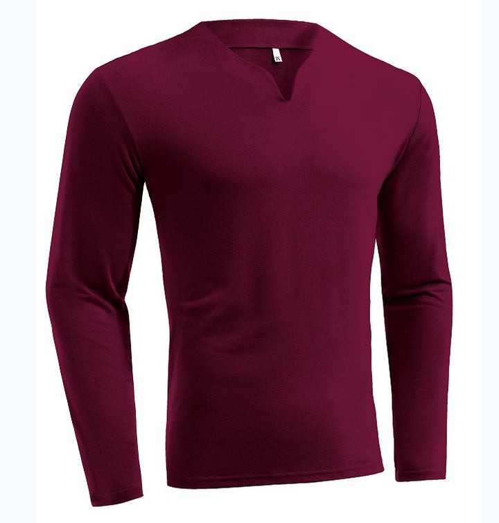 Men's long sleeve shirt with V-neck Slim Fit cotton blend and elastic comfort waistband Mune Fashion