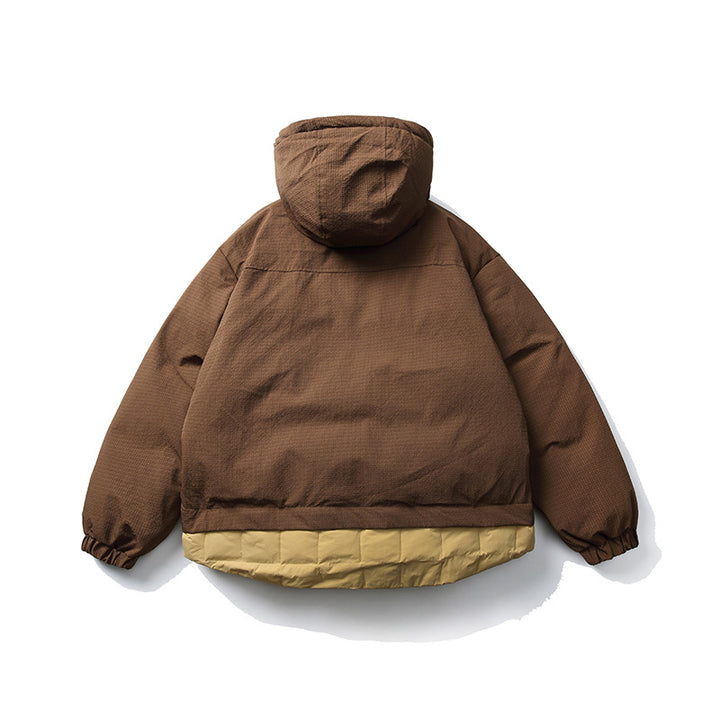 Unisex Short cut padded hoodie jacket in material mix with patch pockets Mune Fashion