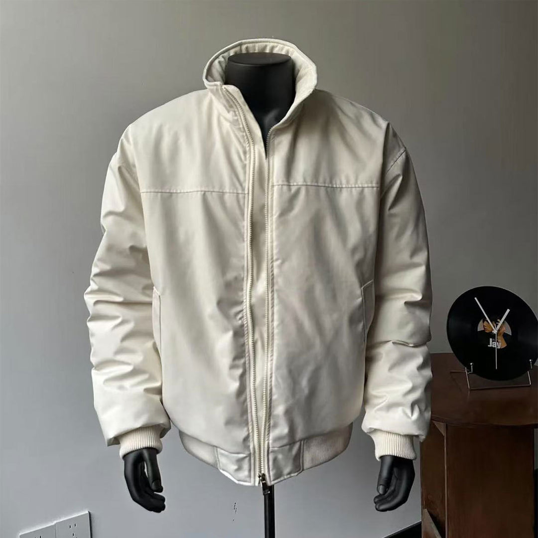 Men's Minimalist Utility Zip Bomber Jacket with High Collar and Concealed Pockets Mune Fashion