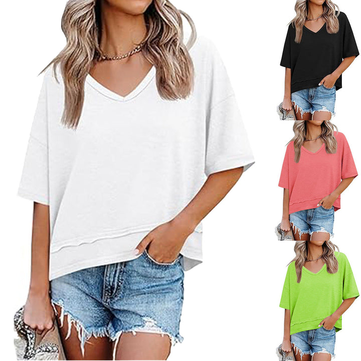 Women's Casual V-Neck Oversized T-Shirt Mune Fashion