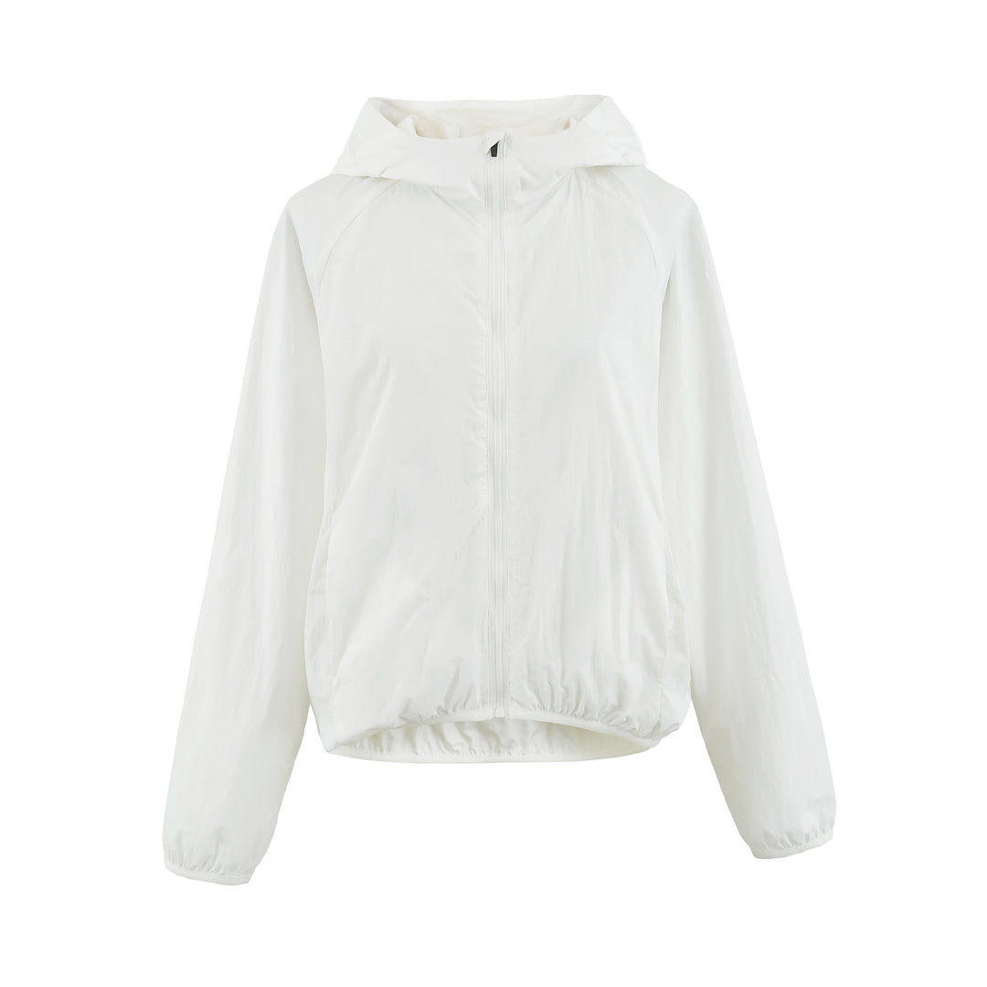Women's Ultralight Hooded Windbreaker with Extended Back Hem and Elastic Hem Mune Fashion